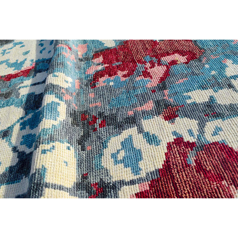 Tapis multicolore et rouge noué à la main de haute qualité, Rectangle 8 pi x 10 pi