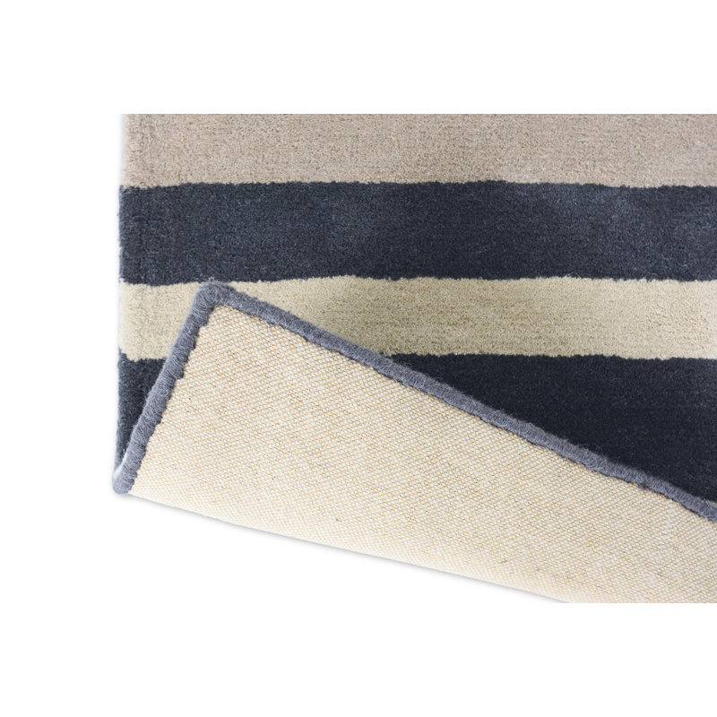 Striped Area Rug in Blue/Ivory/Gray, Rectangle 5'7" x 7'10"