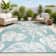Hua High-Low Two-Tone Monstera Leaf Blue/Ivory Indoor/Outdoor Rug