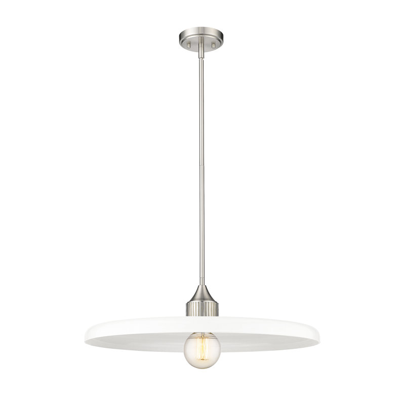 Jamyla 1 - Light Unique/Statement Pendant, Brushed Nickel, Gloss Opal, 6.75" H x 24" W x 24" D