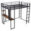 Lit mezzanine en métal avec 2 tablettes et un bureau