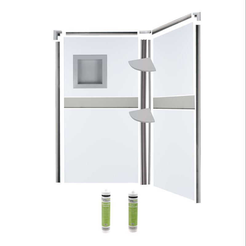 Bella CORE 2 Wall Tub and Shower Surround with Katrina Design Strip up to 48Dx48Wx102H, White/Gray