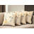 Set of Four 18" Beige and Black Throw Pillow
