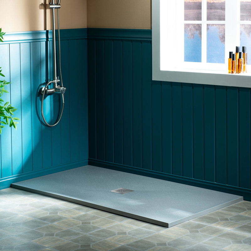 Lyon 60-in L x 36-in W Zero-Threshold End-Drain Shower Base with Center Drain Placement, Matching Decorative Drain Plate and Tile Flange, Wheel Chair Access, Low Profile
