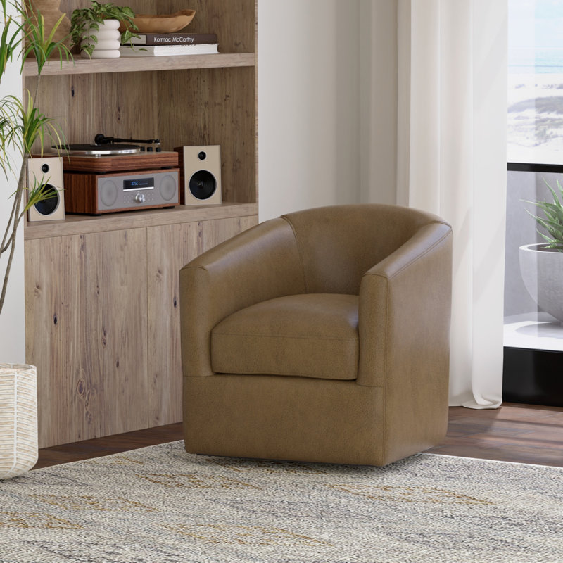 Fauteuil d'appoint pivotant à 360 degrés, Polyester brun