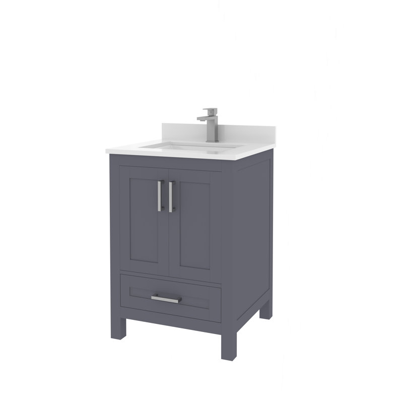 Single Bathroom Vanity Set, Gray, 24"