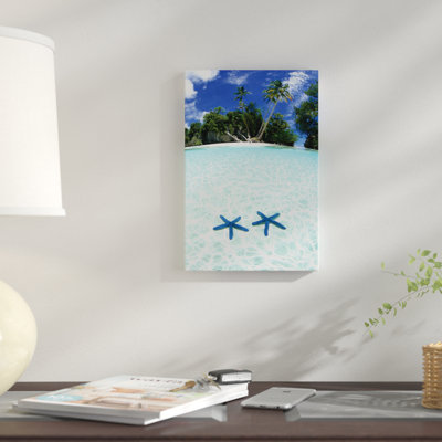 Deux étoiles de mer dans une eau peu profonde par Michael DeFreitas - impression sur toile tendue