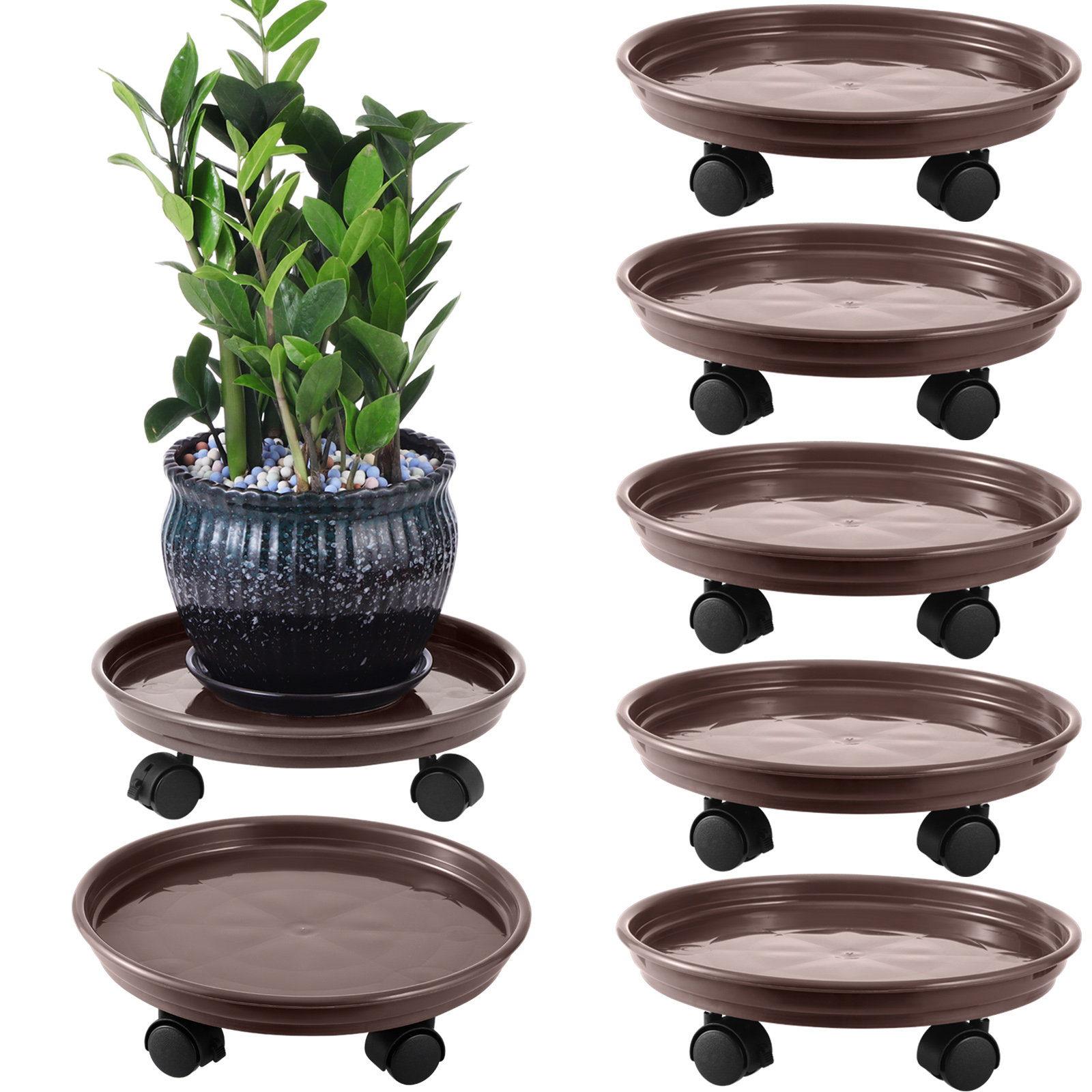 Winston Porter Mhyrnn 30 Piece Plant Caddy with Wheels Rolling Plant Stands Plant Saucers on