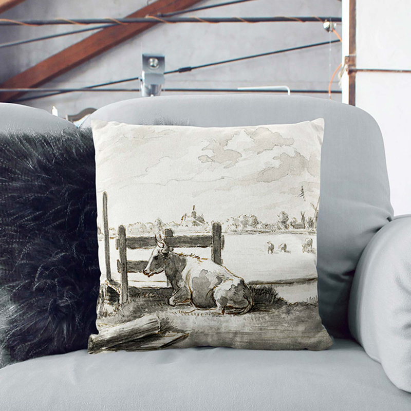 Field of Cows by Jean Bernard Cushion with Filling, 40cm H x 40cm W x 15cm D