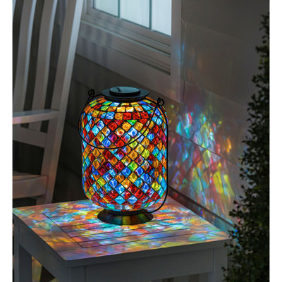13.77'' Solar Powered Integrated LED Cylinder Lantern