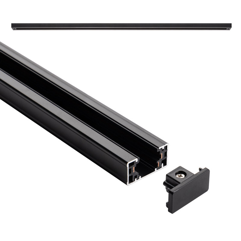 4 ft H-Type 3-Wire Surface Mount Track Rail, Matte Black, Matte Black