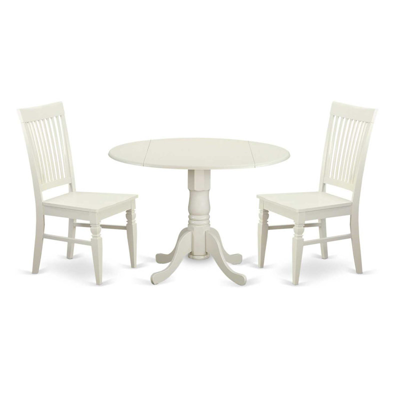 Ensemble de salle à manger Maytham, Blanc lin, 3 pièces : 1 table, 2 chaises
