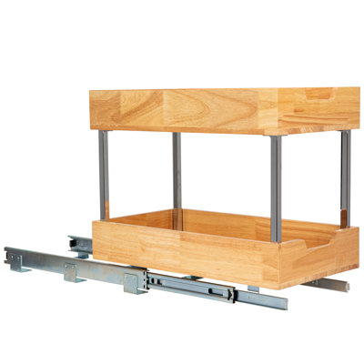 Rustic Wood and Steel Pull-Out Organizer