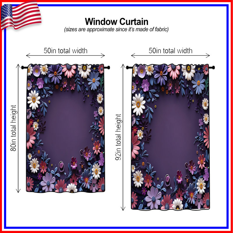 Rideaux floraux, voilages et voilages à motif floral - 1 panneau, 50" x 92" - 1 Panel, Transparent