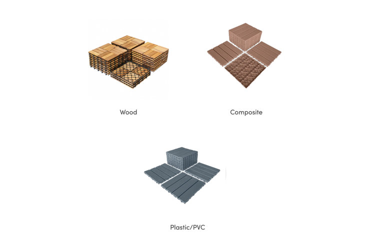 collage of different deck materials