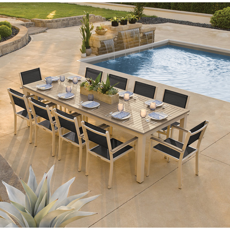 Travira 103" Long Tekwood Outdoor Dining Table, Teakwood Vintage