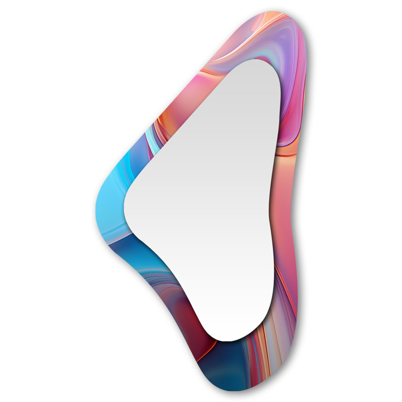 Transitional Pink And Blue Shapes I - Irregular Abstract Assymetrical Modern Unique Wall Mirror