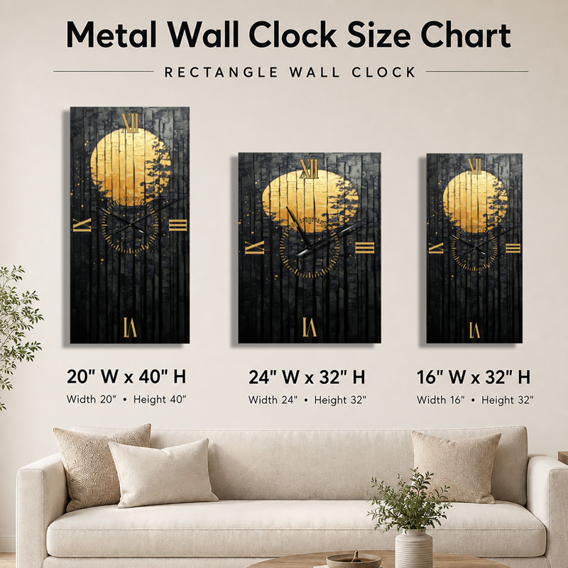 Horloge murale en métal Moonlit Pine Hollow I - Lodge, H 32 po x l 24 po - Rectangle