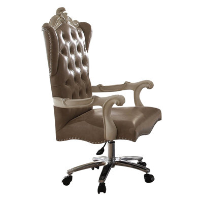 Button- Swivel Chair - Vintage Grey And Bone White Classic In Elegant Design