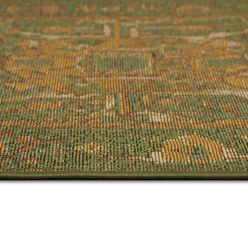 Tapis intérieur / extérieur Kutz Heriz, Rectangle 2 pi x 2 pi 10 po, Vert