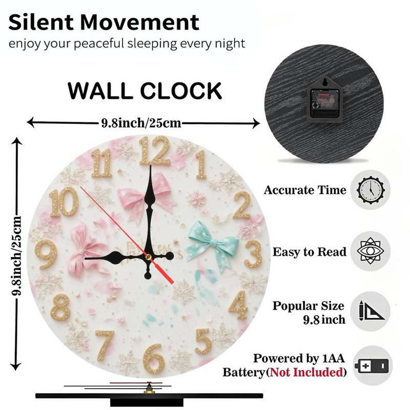 Noël-or-horloge-flocons de neige