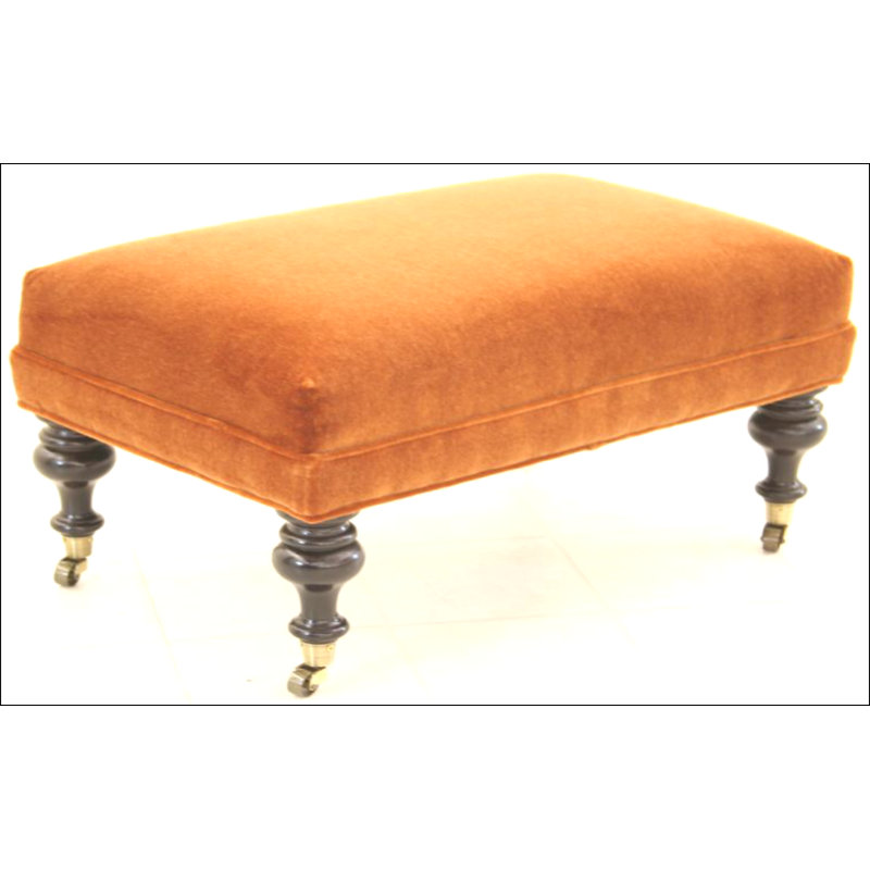 Leather Ottoman, Africa Antique Red, Brushy Bayou