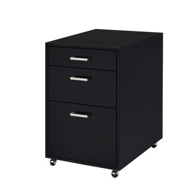 Rectangular 3 File Cabinet In Black High Gloss - , , 18"X22"X28"H, No Assembly, 62 Lb, Caster Wheels For Smooth Use & With 3 Drawers Model, User- Movement