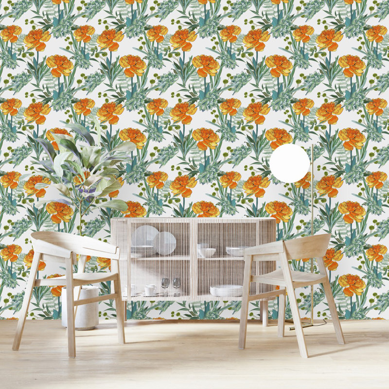 Peel & Stick Floral Tile, 2.08' W x 10.42' L