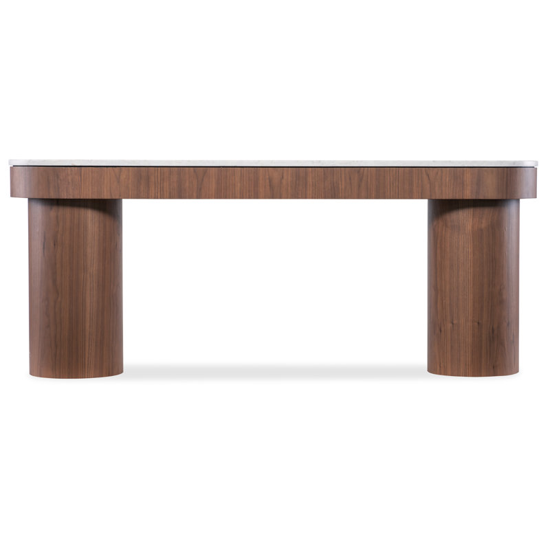 Walnut and Marble Transitional Console Table