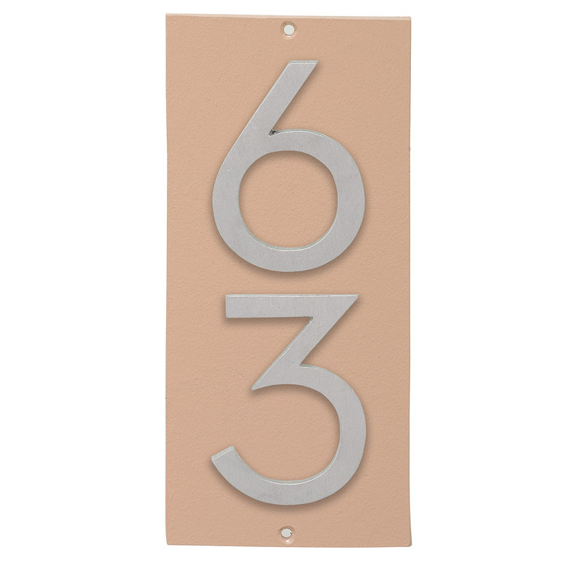 Plaque d'adresse murale flottante sur 1 ligne, Taupe, Aluminium brossé, Oui