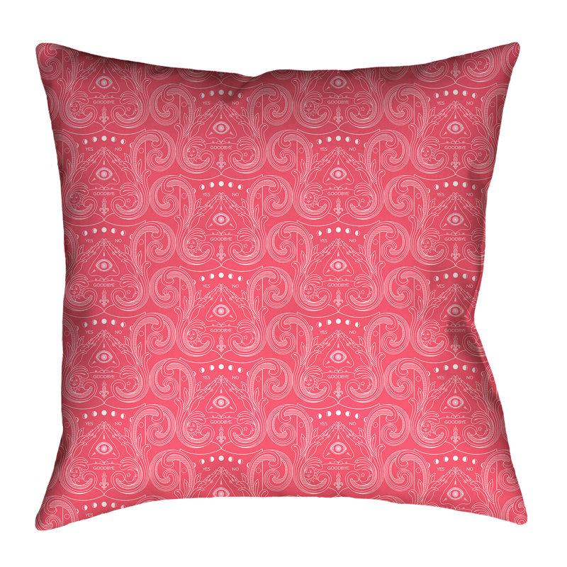 Katelyn Elizabeth Paisley Reversible Throw Pillow, 20" x 20", Faux Suede, Pink/White