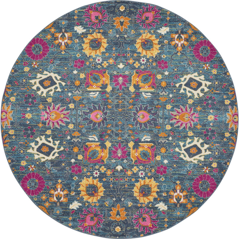 Floral Indoor Rug, Round 8'