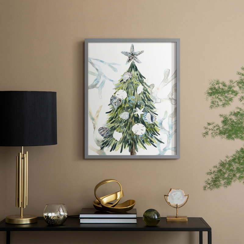 Coastal Christmas Shell Collection, reproduction encadrée B - bois massif, Gris, H 30 po x l 24 po