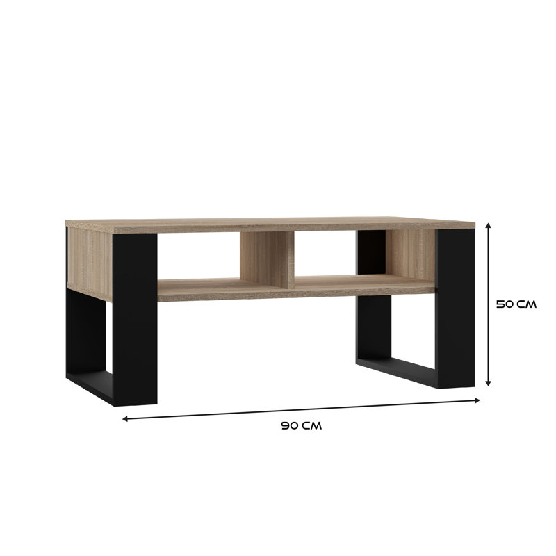 Julyssa Sled Coffee Table with Storage, Sonoma Oak, Black
