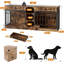 Meuble de cage pour chien pour 2 chiens, chenil intérieur avec bols de rangement et d'alimentation, meuble télé double avec cage pour petits chiens de taille moyenne, brun-1051172519