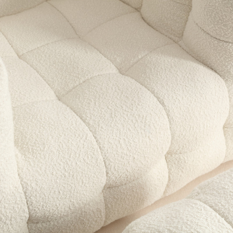 fauteuil à billes avec repose-pieds, Polyester beige