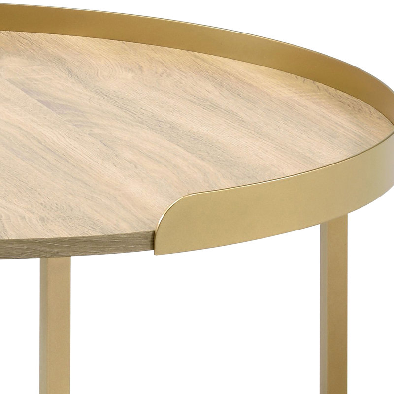 Table basse confortable en chêne et or avec plateau - Décoration moderne attrayante pour le salon