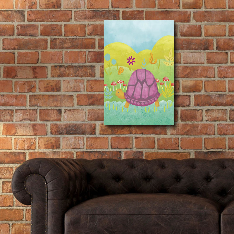 Art mural en verre épique «Happy Turtle 2» par Chariklia Zarris, 16 po x 24 po, H 24 po x l 16 po