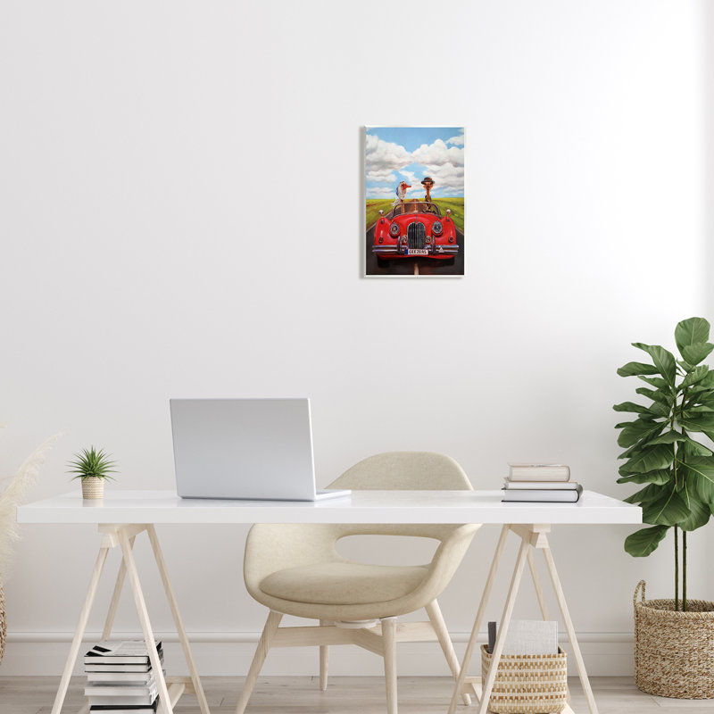 «Autruche Couple Geezers», art mural convertible par Lucia Heffernan, H 15 po x l 10 po x P 0,5 po