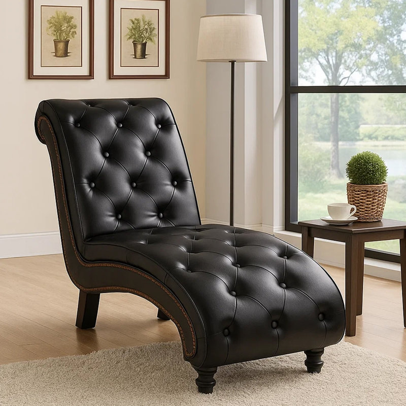 Chaise longue en similicuir brun Iancarlo