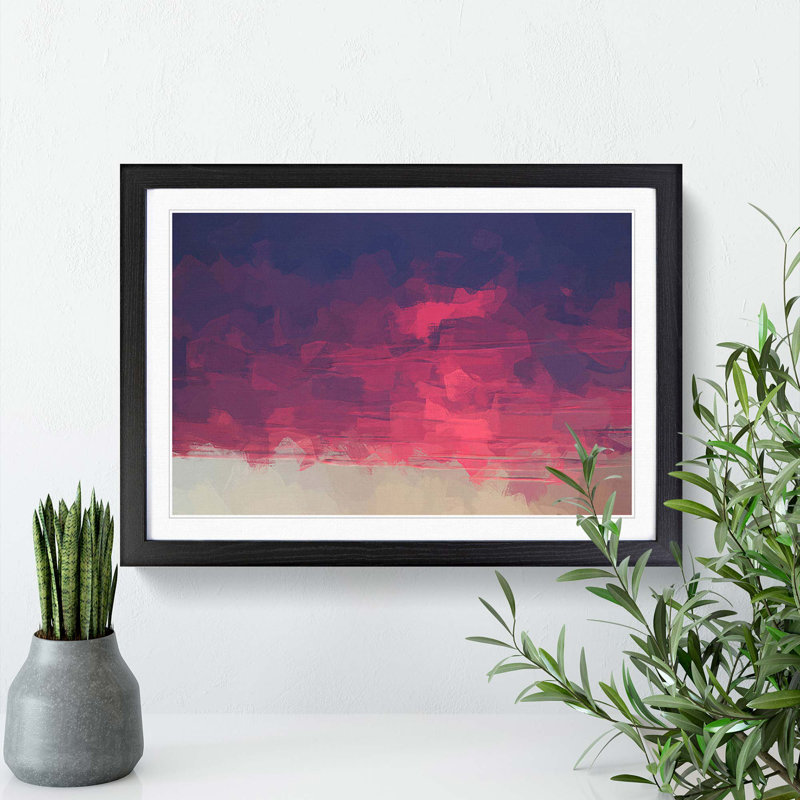 Burning Clouds in Abstract - Picture Frame Graphic Art Print, 48cm H x 65cm W x 2cm D, Black Framed