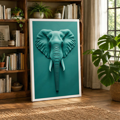 Elephant Head Sculpture Modern - Wrapped Canvas