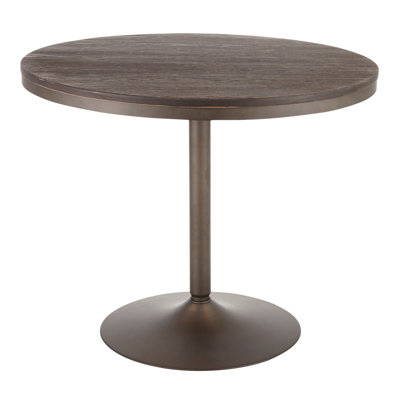 Dakota Industrial Dining Table In Antique Metal And Espresso Wood-Pressed Grain Bamboo By