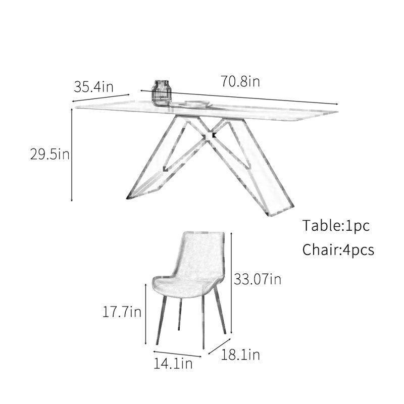 Ensemble de salle à manger Maisonet, H 29,5 po x L 70,8 po x l 35,4 po