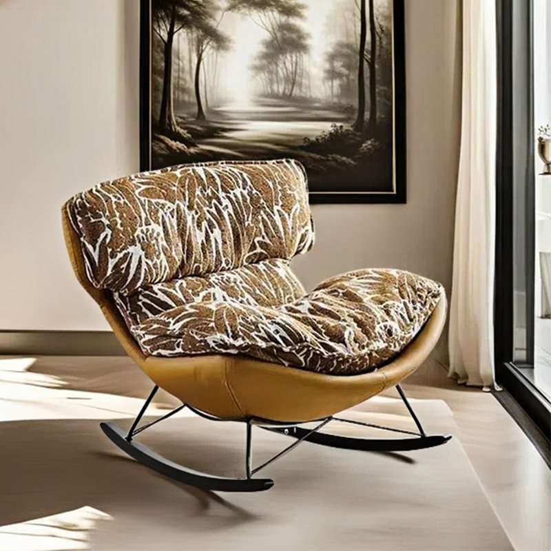 Fauteuil à bascule Creative Fashion Leisure Home, Blanc / Brun