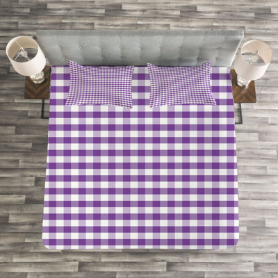 Adhem Purple/White Microfibre Bedspread Set