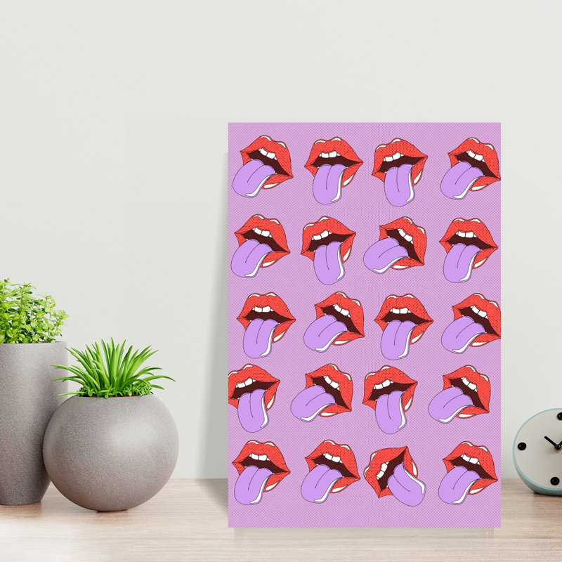 Reproduction d'art ludique moderne Pop Art Lips, 18" H x 12" W