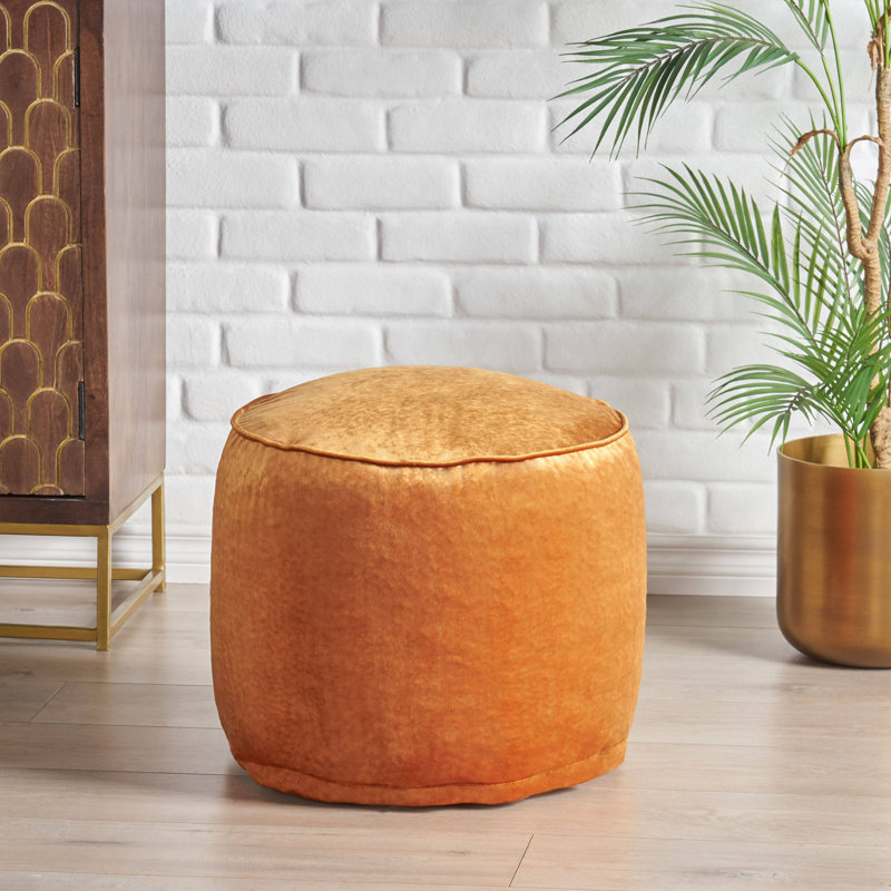 Velvet Pouf, Apricot Velvet