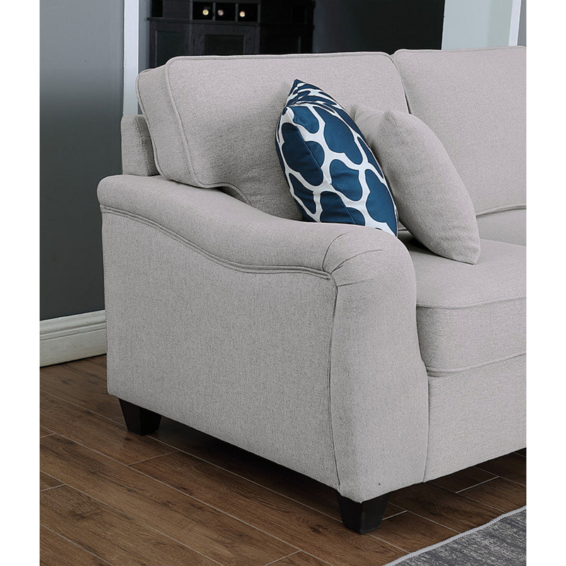 Canapé modulaire et repose-pieds modulaire en lin gris clair 8 pièces Leo, Lin gris pâle