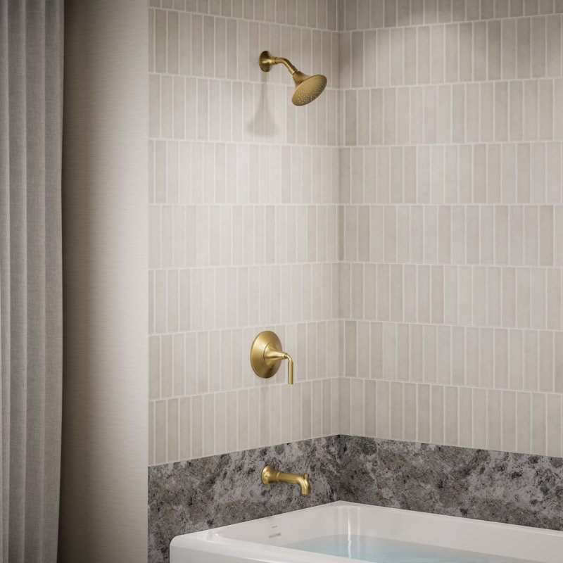 Tone Rite-Temp Pressure-Balancing Bath and Shower Faucet Trim Set 1.75 GPM, Vibrant Brushed Moderne Brass
